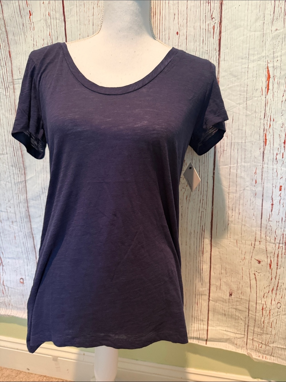 Halogen Navy Scoop Neck Short Sleeve Tee
